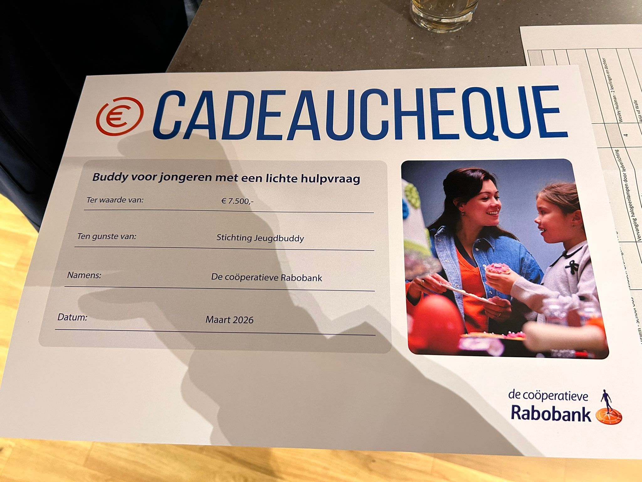 Close-up Rabobank cheque